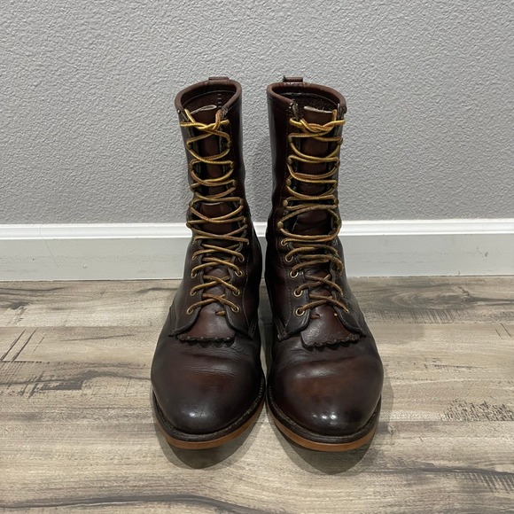 Justin Packer x Chippewa Logger Boots Mens Size 9 Brown Leather Lace Up 0515